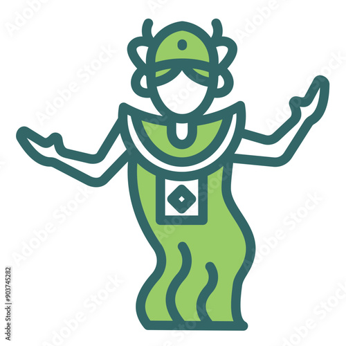 green figure dancing, outline style clip art preview
