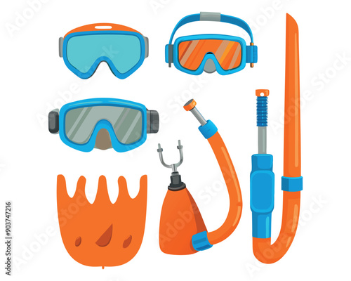 Set Snorkeling vector illustration vector design