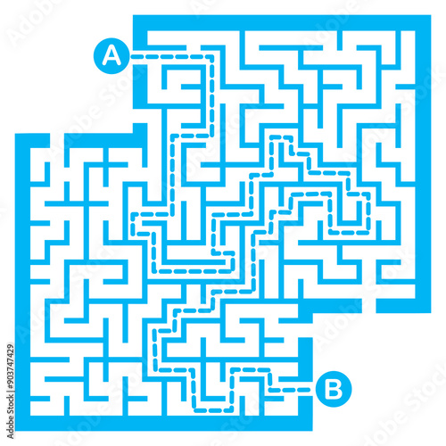 Illustration with labyrinth, maze conundrum for kids. Baby puzzle with entry and exit. Children puzzle game.