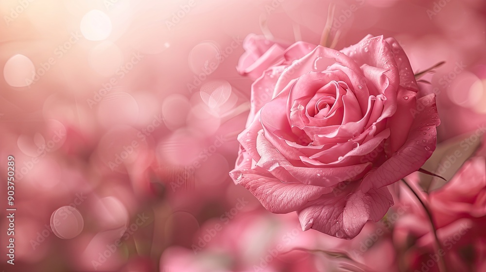 Pink rose with soft bokeh background. Perfect for romantic designs, Valentine's Day, and love themes. Pink rose with soft bokeh background. Perfect for romantic designs, Valentine's Day, and love themes.