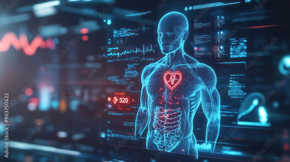 Digital Human Anatomy with Heartbeat and Internal Organs Visualization Digital Human Anatomy with Heartbeat and Internal Organs Visualization