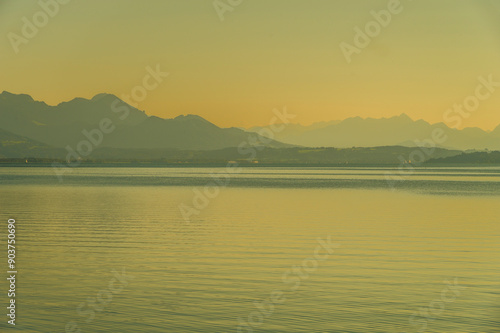 Die zarten Farben des frühen Abends am Chiemsee photo