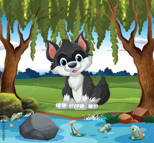 Puppy by the Riverside