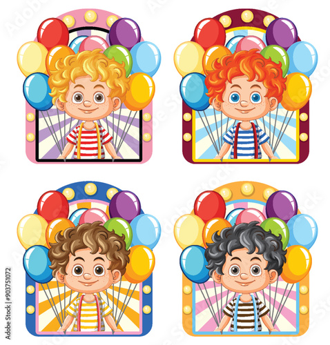 Children with Colorful Balloons