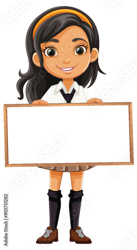 Girl Holding Blank Sign