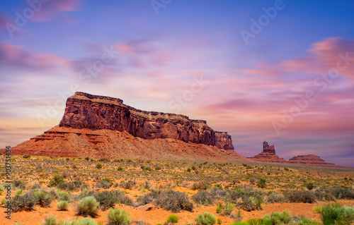 Beautiful sunrise view of Monument Valley on the border between Arizona and Utah, USA