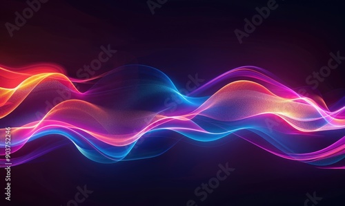 A vibrant image showcasing flowing smoke waves in blue, purple, and orange hues. Generate AI