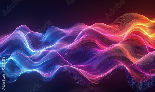 A vibrant image showcasing flowing smoke waves in blue, purple, and orange hues.  Generate AI © VinaAmeliaGRPHIC
