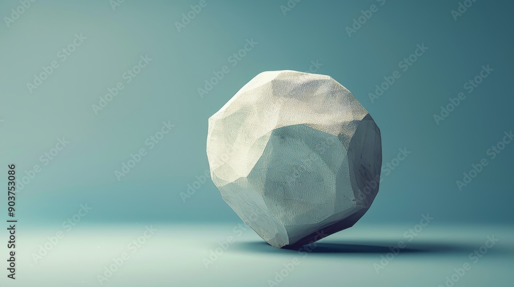 A large white rock is sitting on a blue background A large white rock is sitting on a blue background