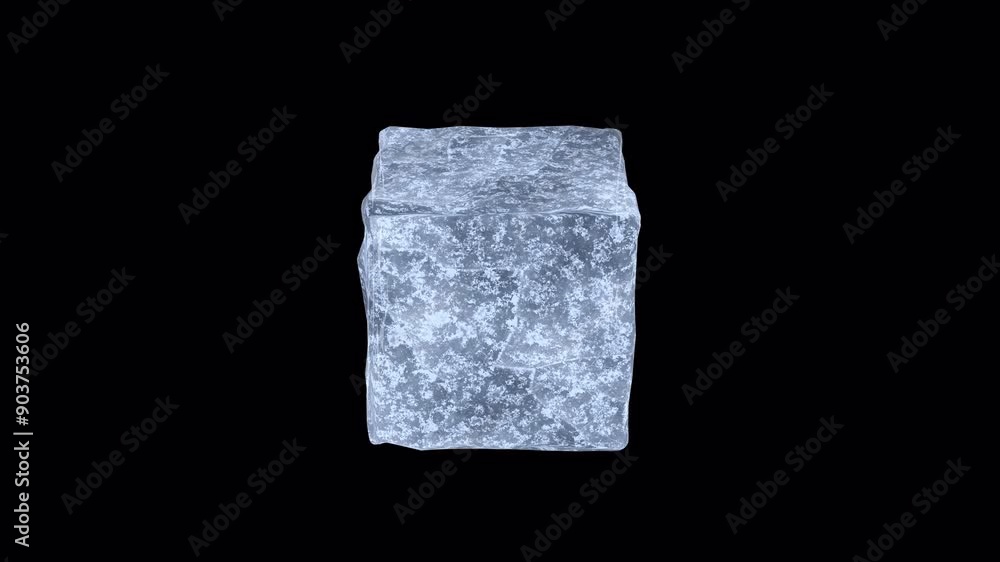 3D Rotating Ice Cube on a Transparent Background. Seamless Loop. Frozen Water. 4K 3D Rotating Ice Cube on a Transparent Background. Seamless Loop. Frozen Water. 4K