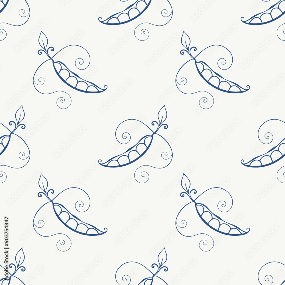 Pattern with pea pods contour stylized drawing. Pattern with pea pods contour stylized drawing.