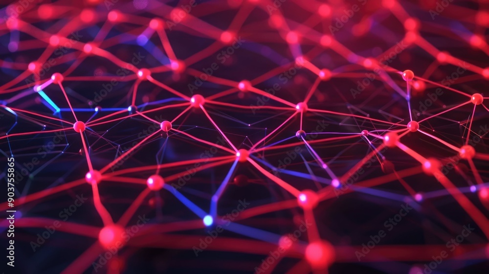 Vibrant 3D of a futuristic neural network computation with glowing nodes lines and geometric patterns in a digital high tech and conceptual design Vibrant 3D of a futuristic neural network computation with glowing nodes lines and geometric patterns in a digital high tech and conceptual design