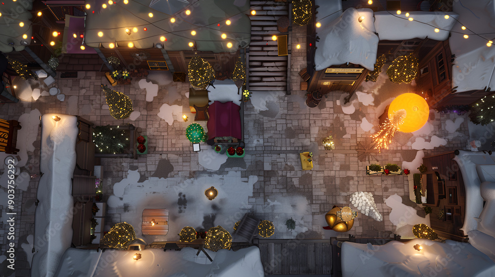 Christmas Battle Map - DnD, RPG Map for Dungeons and Dragons, Game Background, Top View, Winter Christmas Battle Map - DnD, RPG Map for Dungeons and Dragons, Game Background, Top View, Winter