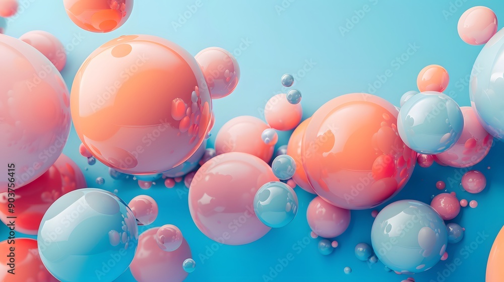 Colorful Abstract Bubbles in a Vibrant Blue Background Colorful Abstract Bubbles in a Vibrant Blue Background