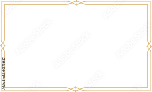 Golden celestial minimal esoteric frame, thin line border, mystyc linear decoration