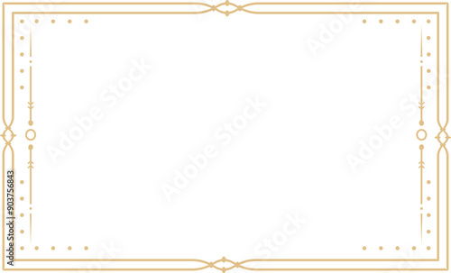 Golden celestial minimal esoteric frame, thin line border, mystyc linear decoration photo