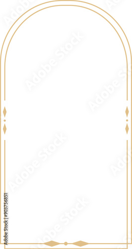 Golden celestial minimal esoteric frame, thin line border, mystyc linear decoration photo