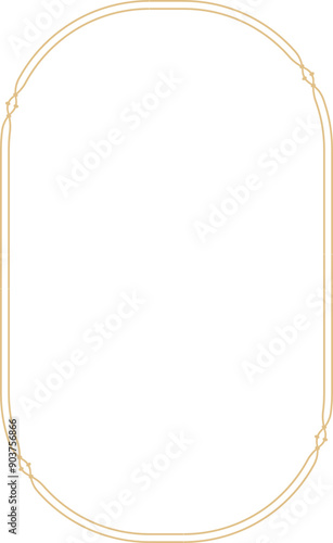 Golden celestial minimal esoteric frame, thin line border, mystyc linear decoration