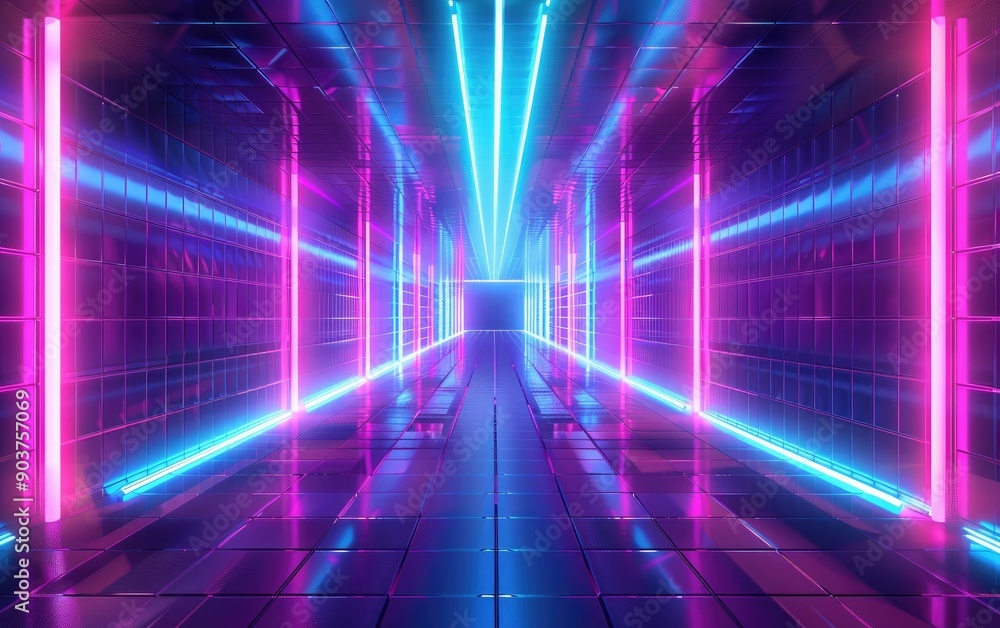 Futuristic Neon Corridor with Lights Futuristic Neon Corridor with Lights