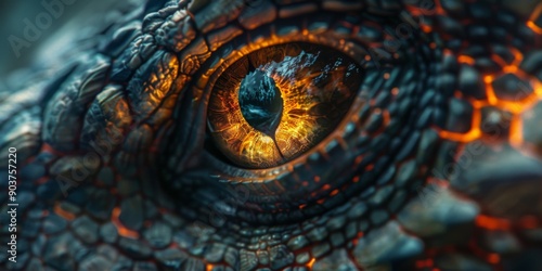 Wallpaper Mural Mystical Dragon Eye Close-Up: An Enigmatic Reptile's Gaze in an AI-Generated Wilderness Scene. Torontodigital.ca