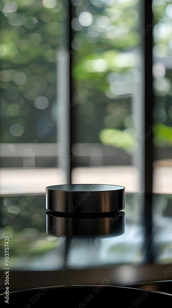 empty room with a table with close up product display podium empty room with a table with close up product display podium