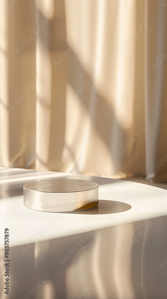 empty room with a table with close up product display podium empty room with a table with close up product display podium