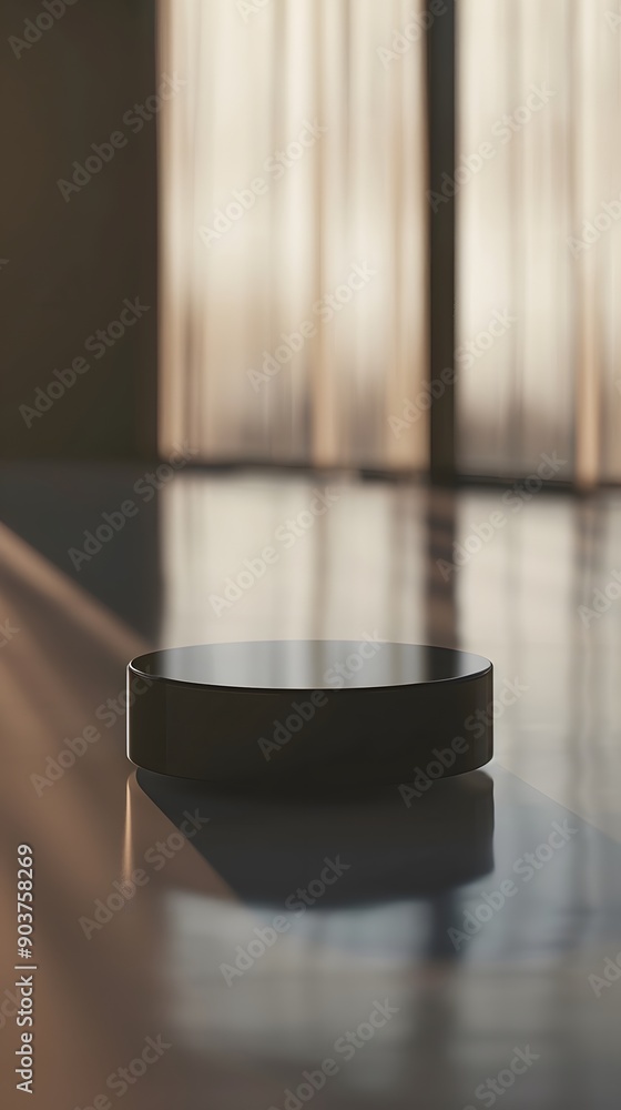 empty room with a table with close up product display podium empty room with a table with close up product display podium