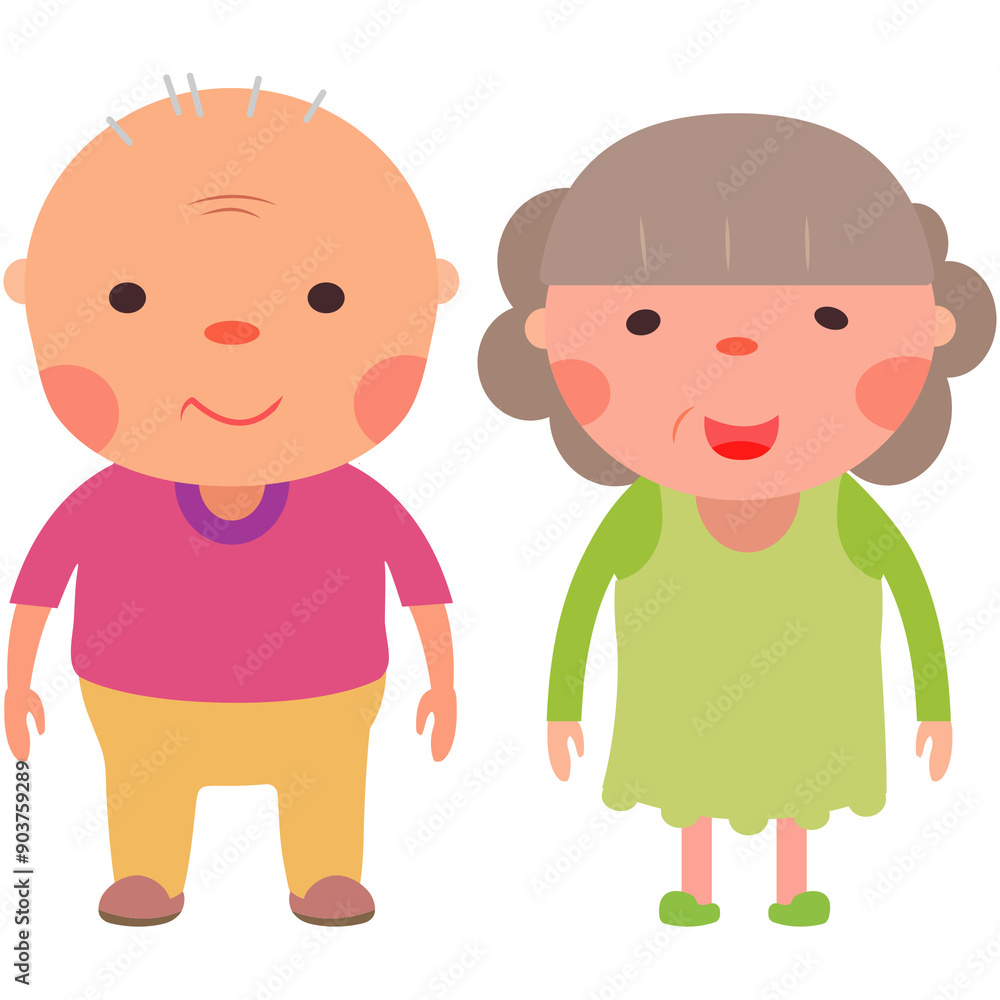 Illustration of a cute old couple Illustration of a cute old couple
