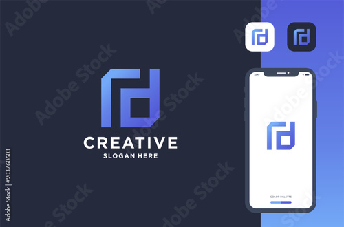letter r d logo design inspiration
