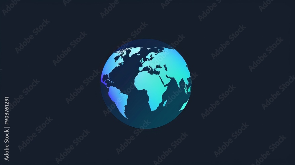 Glowing Earth Globe Surrounded by Dark Background Glowing Earth Globe Surrounded by Dark Background