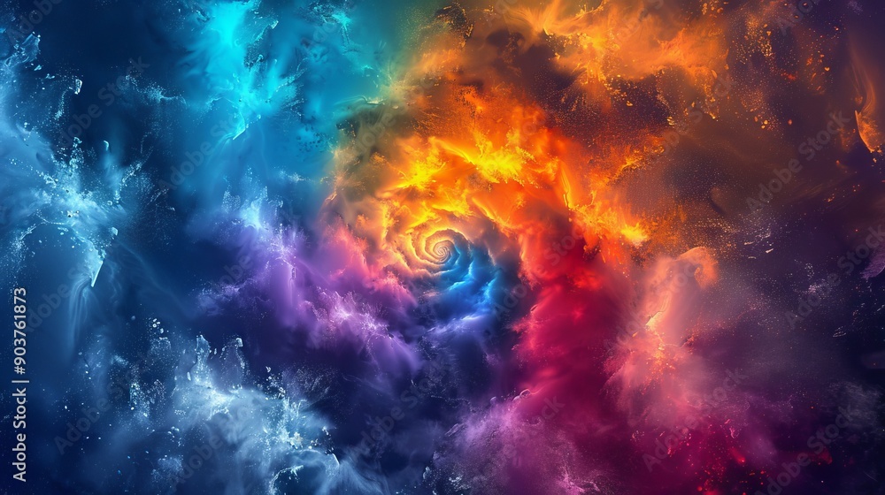 Fototapeta premium Vibrant Swirling Colors in a Cosmic Nebula Illustration