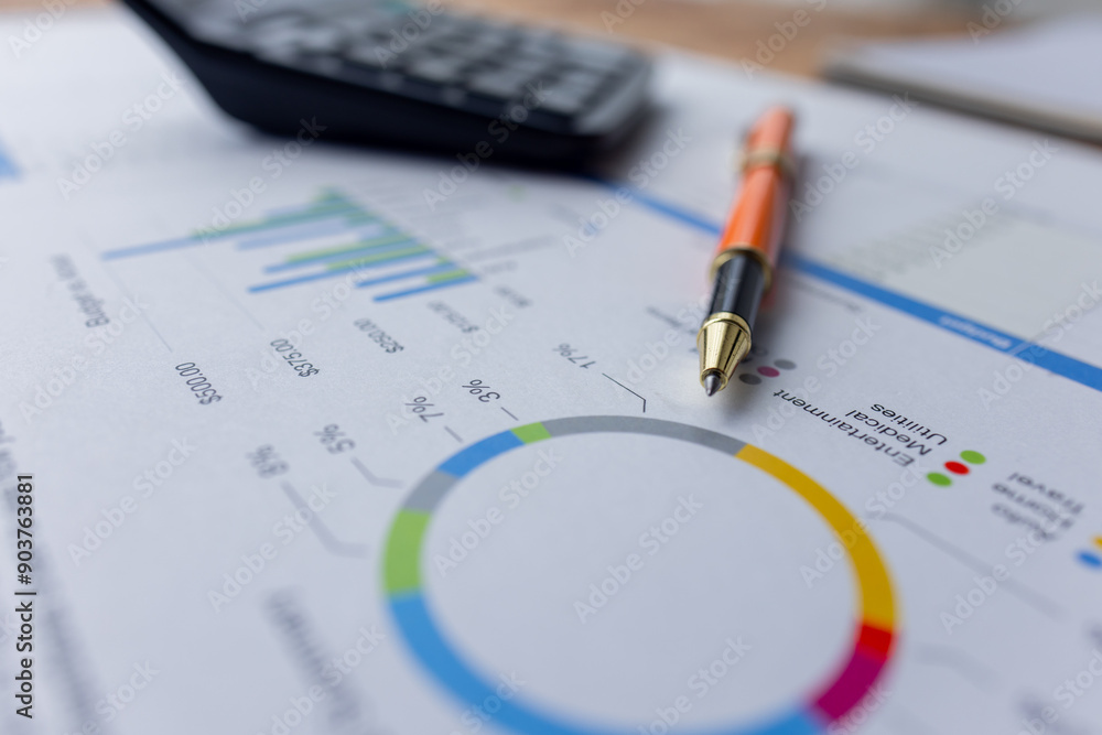 business financial accounting documents with charts growth, keyboard and pen. workplace, business financial accounting documents with charts growth, keyboard and pen. workplace,
