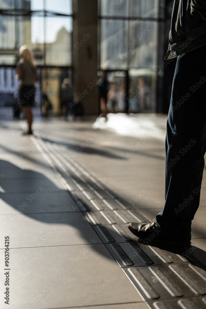 Path for the blind - road markings, airports and train stations - infrastructure for the disabled - route indication
