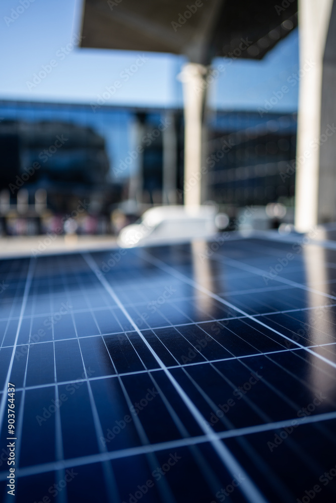 Installation of photovoltaic panels in the city center - mounting screws