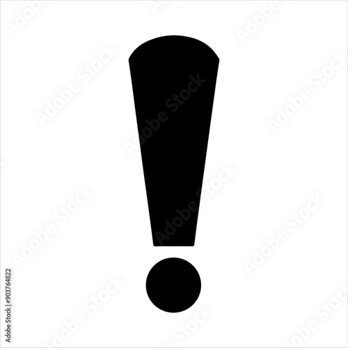 Black exclamation mark silhouette on white background. Exclamation mark icon sign illustration design.