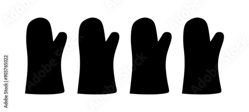 Oven glove Heat protective mitten. stylish kitchen protective oven gloves isolated.