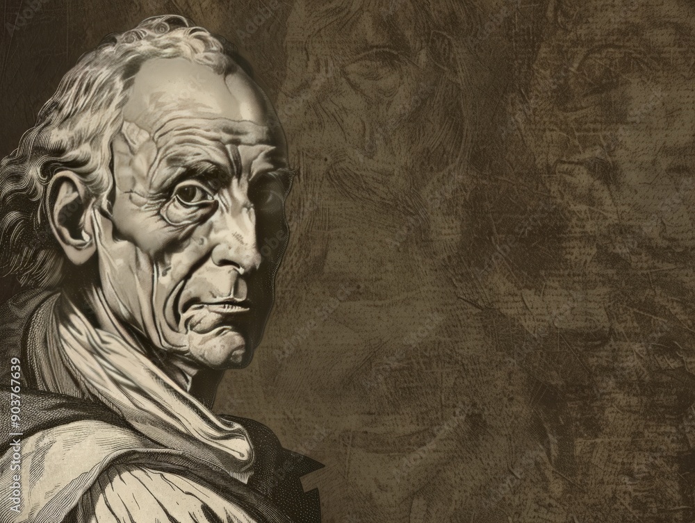 Fototapeta premium Engraving old portraits of historical figures, with fine lines and shading, capturing the essence of the past and the characters who shaped history 