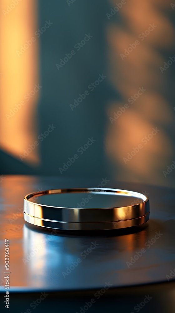 interior of a hotel room with close up product display podium interior of a hotel room with close up product display podium