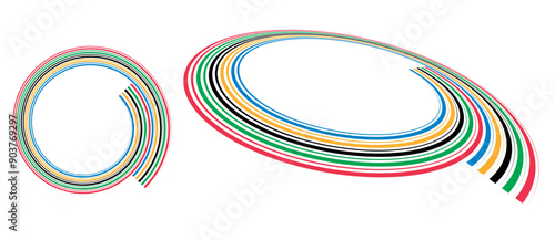 Colorful Olympic Games background or banner. Olympic modern lines with 5 correct colors.