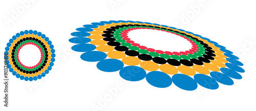 Colorful Olympic Games background or banner. Olympic modern halftone dots with 5 correct colors.
