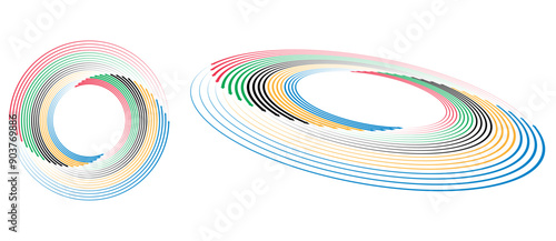 Colorful Olympic Games background or banner. Olympic modern lines with 5 correct colors.