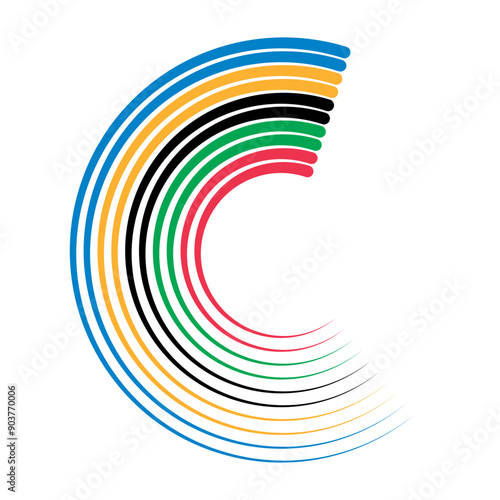 Colorful Olympic Games background or banner. Olympic modern lines with 5 correct colors.