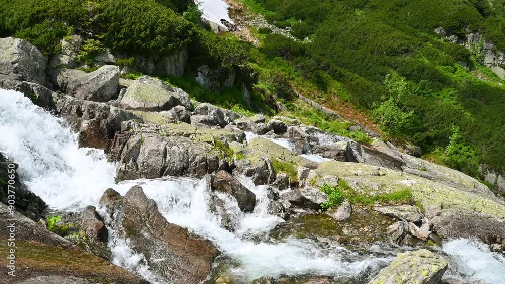 Landscape with a mountain river Landscape with a mountain river