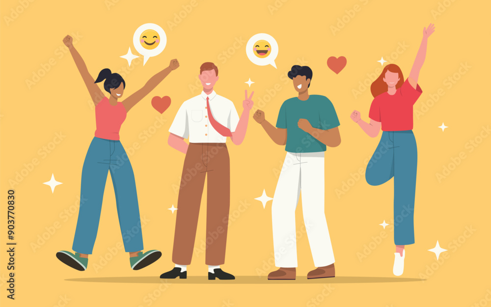 Fototapeta premium Flat happy people illustration. Vector illustration flat style.