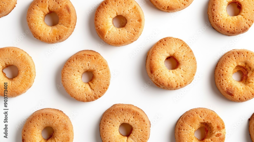 Round biscuits with a hole, isolated on a white background, great for snack and baking-themed imagery and product shots Round biscuits with a hole, isolated on a white background, great for snack and baking-themed imagery and product shots