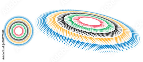 Colorful Olympic Games background or banner. Olympic modern halftone dots with 5 correct colors.