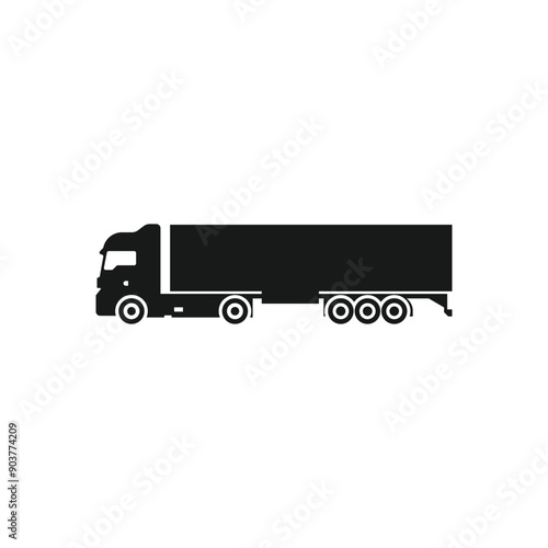 Vector, flat image of a truck with the ability to transport loads up to forty tons. Isolated, contour truck icon in black