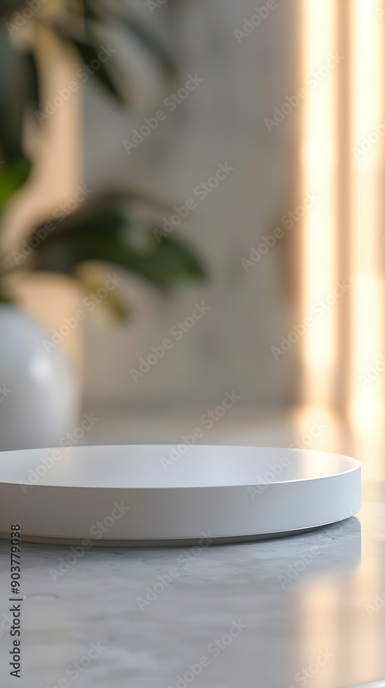 empty table with close up product display podium empty table with close up product display podium