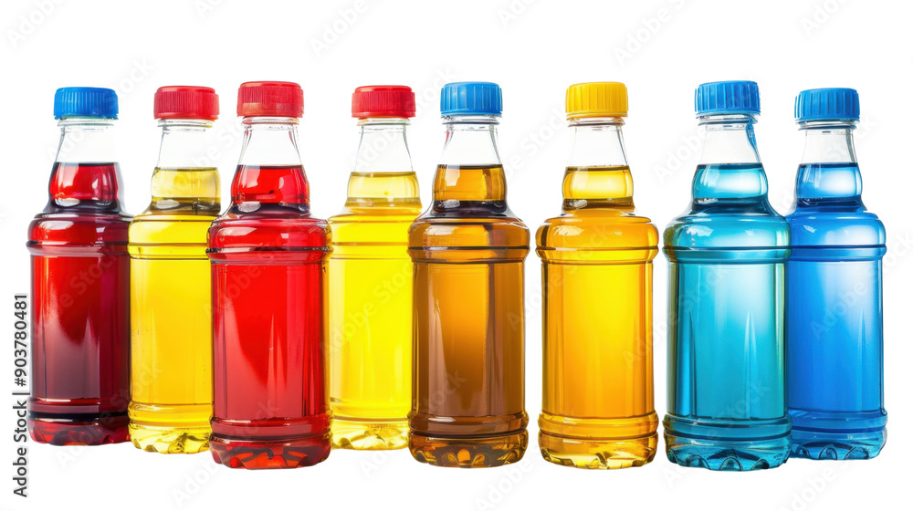 Oil bottles set on transparent background Oil bottles set on transparent background