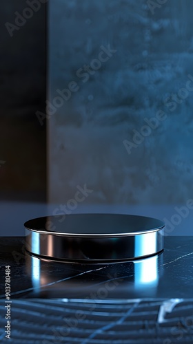 empty table with close up product display podium